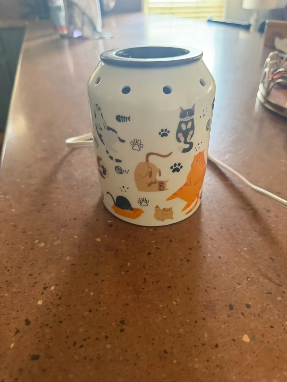 Cat Pattern Electric Wax Warmer - Orange Glow